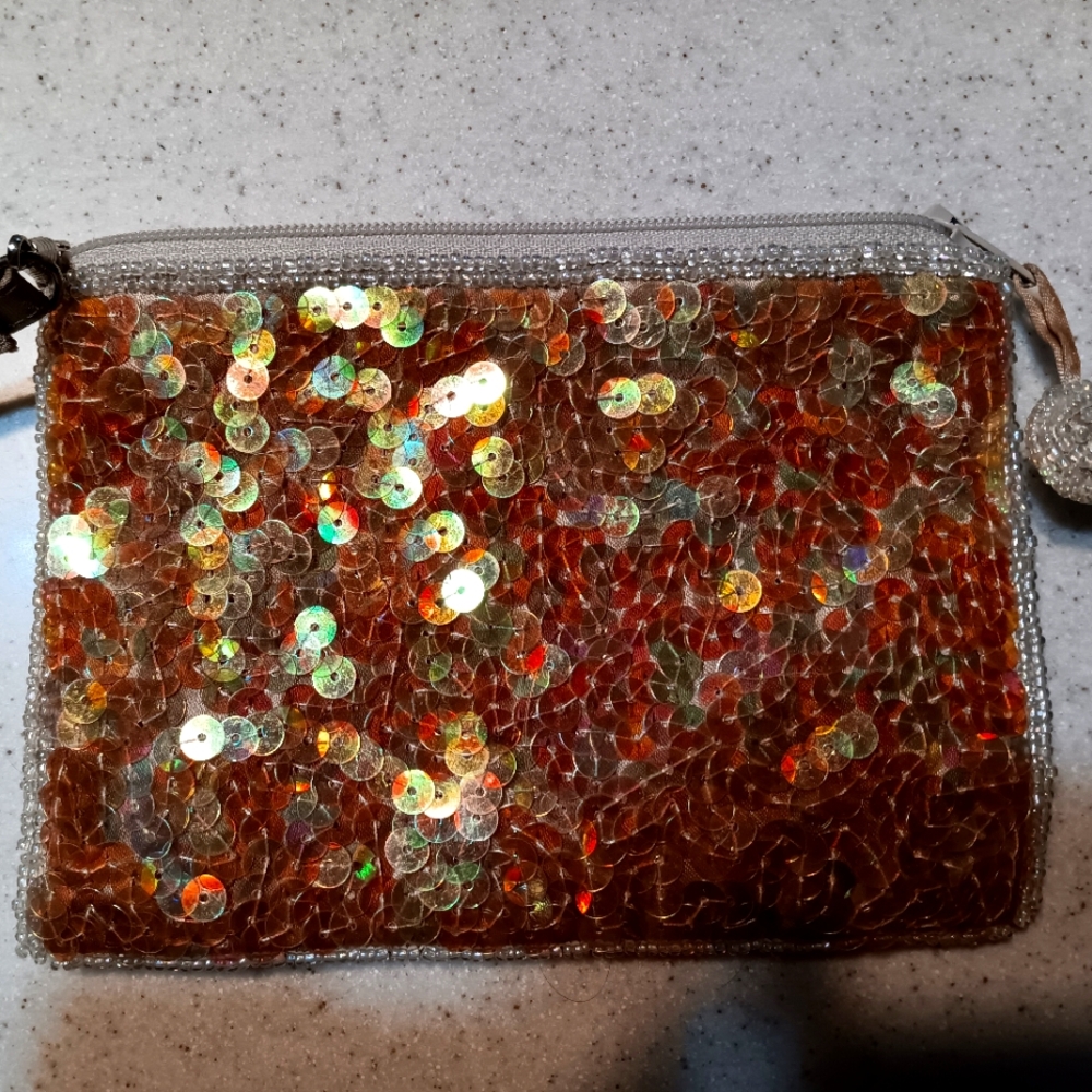 Sequined Rust Colored Formal Wristlet